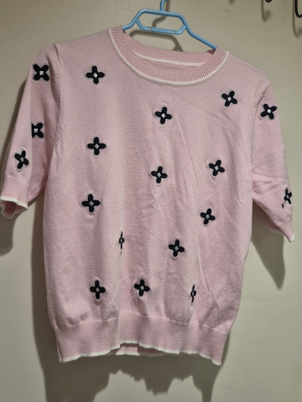 Pink Short Sleeve Thin Sweater